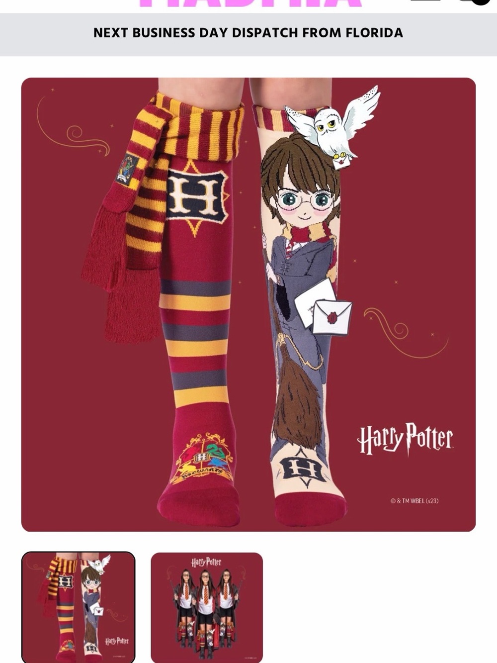Warner Bros. Gryffindor Knee-High Costume Socks — Maroon, Gold & Navy